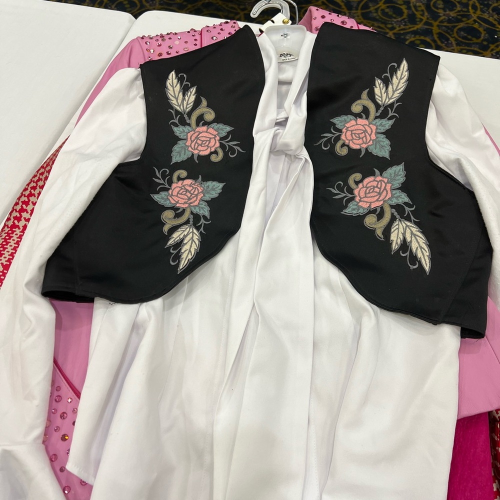 White blouse with bell sleeves and custom made bolero